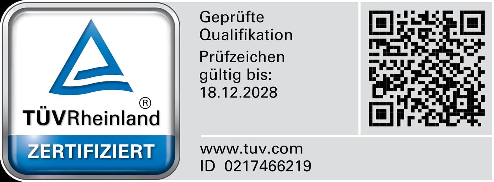 TÜV Rheinland Zertifikat – Geprüfte Qualifikation